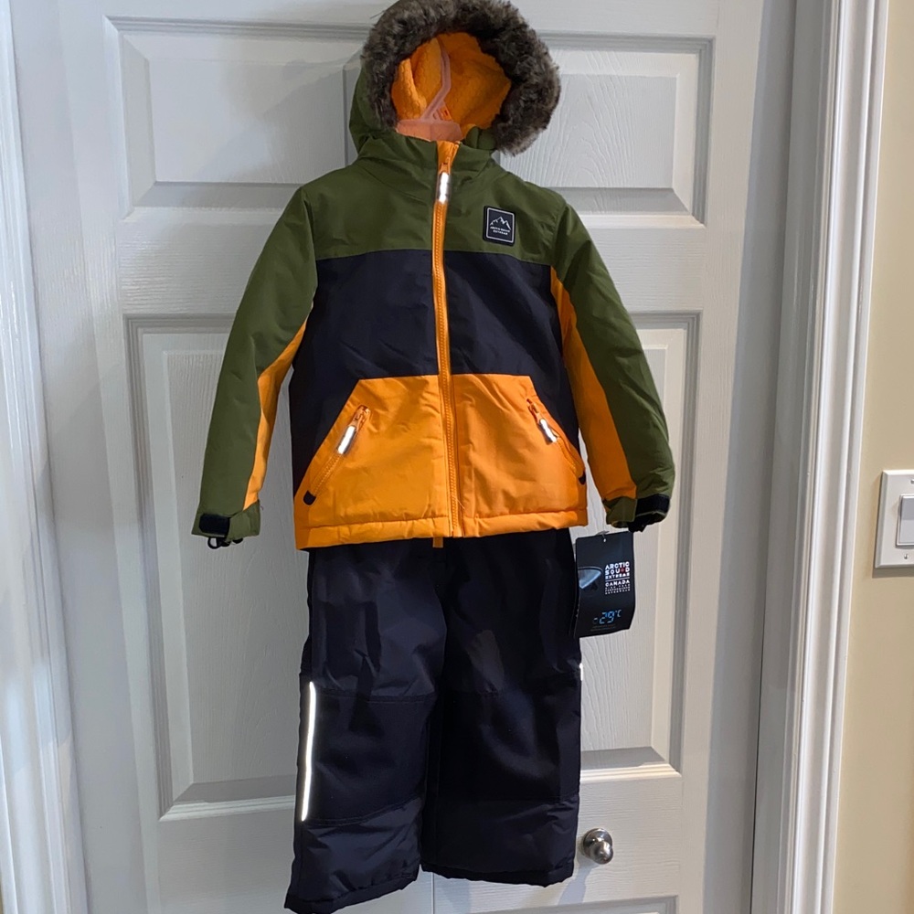 Arctic Squad Extreme Boys Green and Orange Winter Jacket and Snow Pants Size 3T